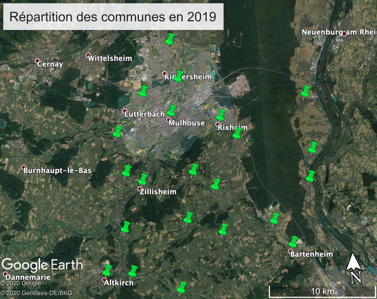 Figure 2. - Communes concernées en 2018 - 2019